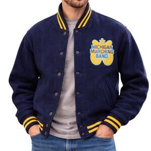 Vintage 60s Men’s M/L Michigan Marching Band Varsity Jacket Navy Wool Union
